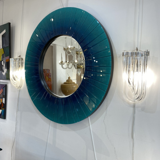 Miroir circulaire en verre design 1970